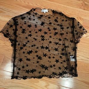 Black Sheer Star Top